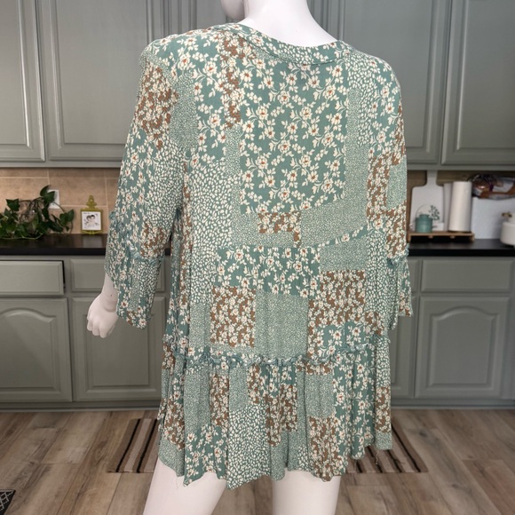 ๐๐๐๐๐ค Floral Green Cottagecore Blouse Size Small - Picture 4 of 13